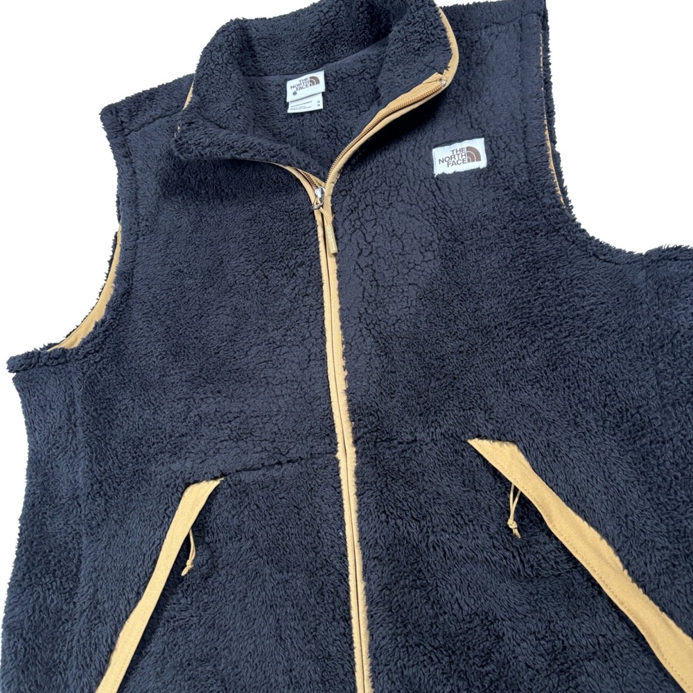 The North Face Fleece Vest Mens M Black Brown Full Zip Sherpa Campshire NF0A3YMK